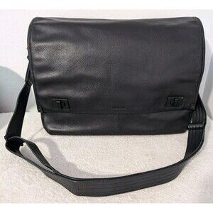 Lloyd Messenger Bag Black Pebbled Leather Turn Locks Briefcase